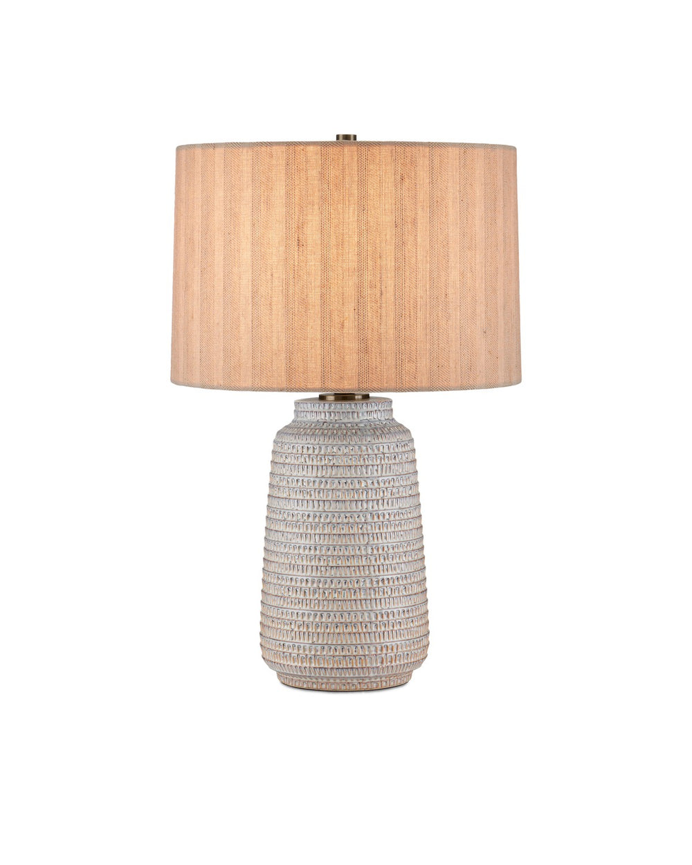 Currey and Company - One Light Table Lamp - Owen - Off-White/Light Brown/Antique Brass- Union Lighting Luminaires Decor