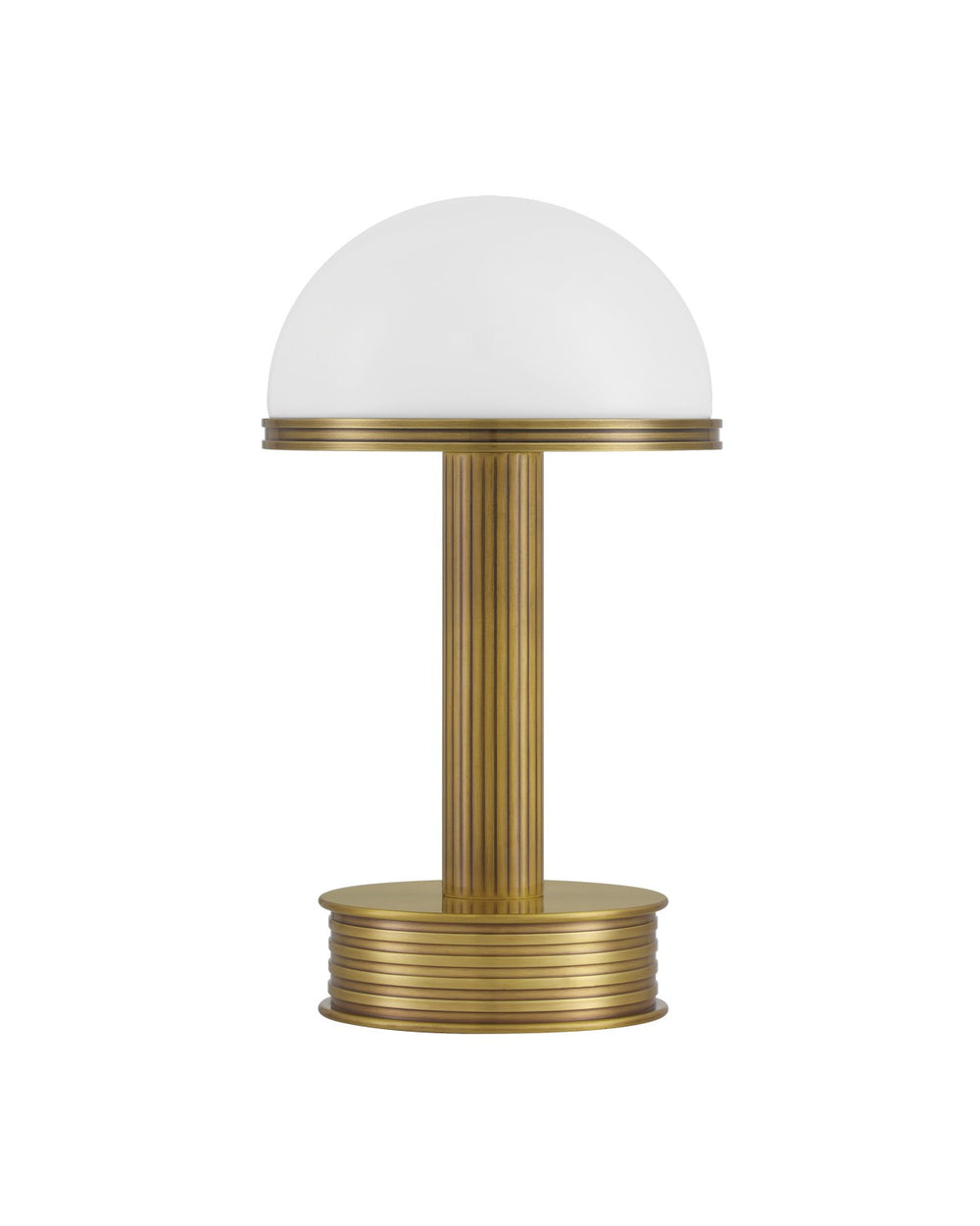 Currey and Company - LED Table Lamp - Promenade Brass Cordless Table Lamp - Antique Brass / Milk- Union Lighting Luminaires Decor