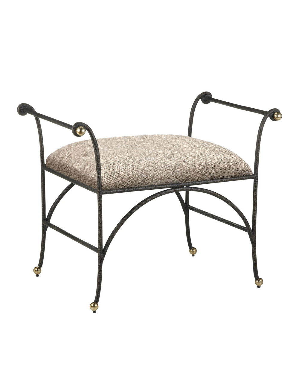 Currey and Company - Ottoman - Mabel - Antique Black/Polished Brass- Union Lighting Luminaires Decor