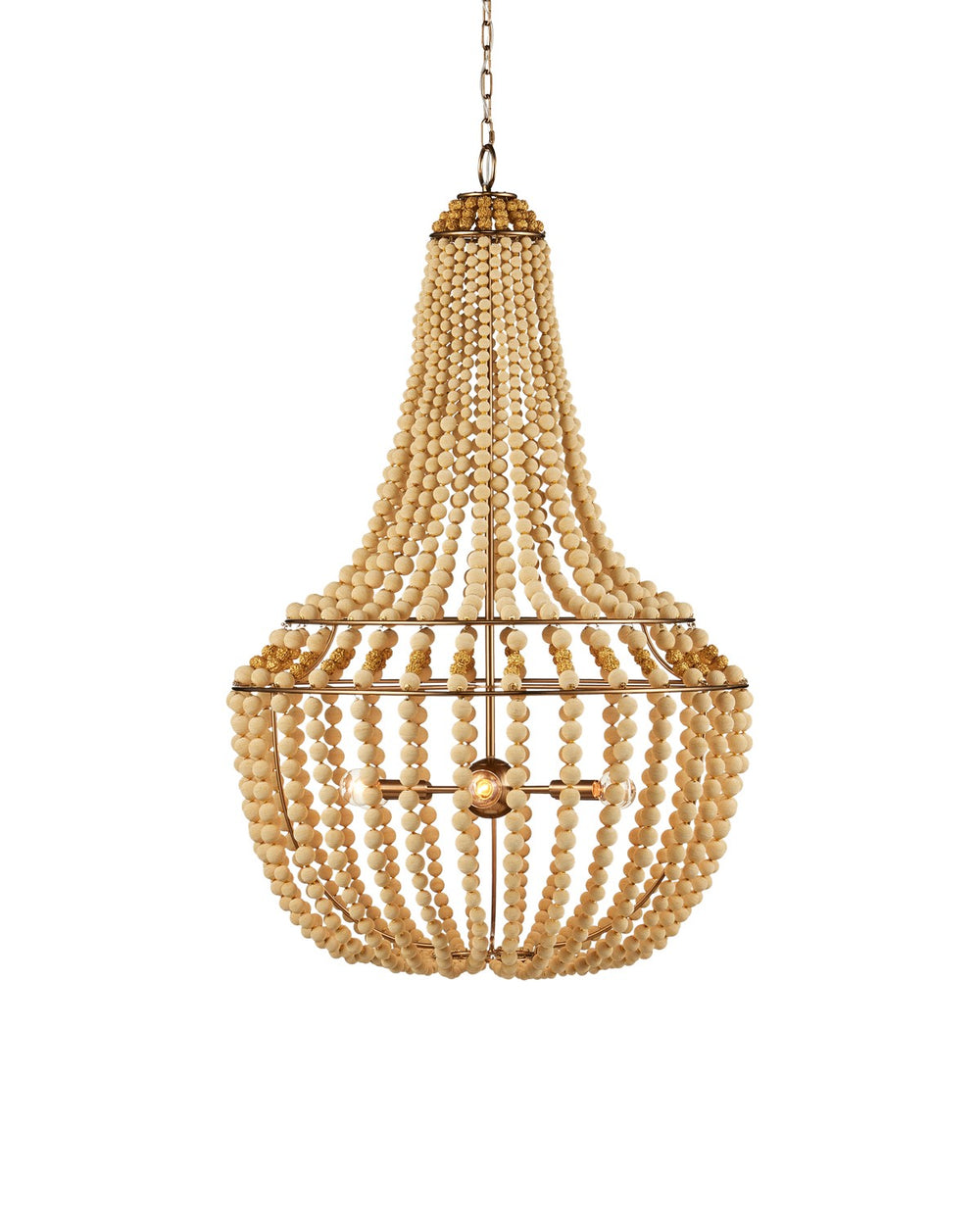 Currey and Company - Six Light Chandelier - Penelope Collection - Beige / Antique Brass- Union Lighting Luminaires Decor