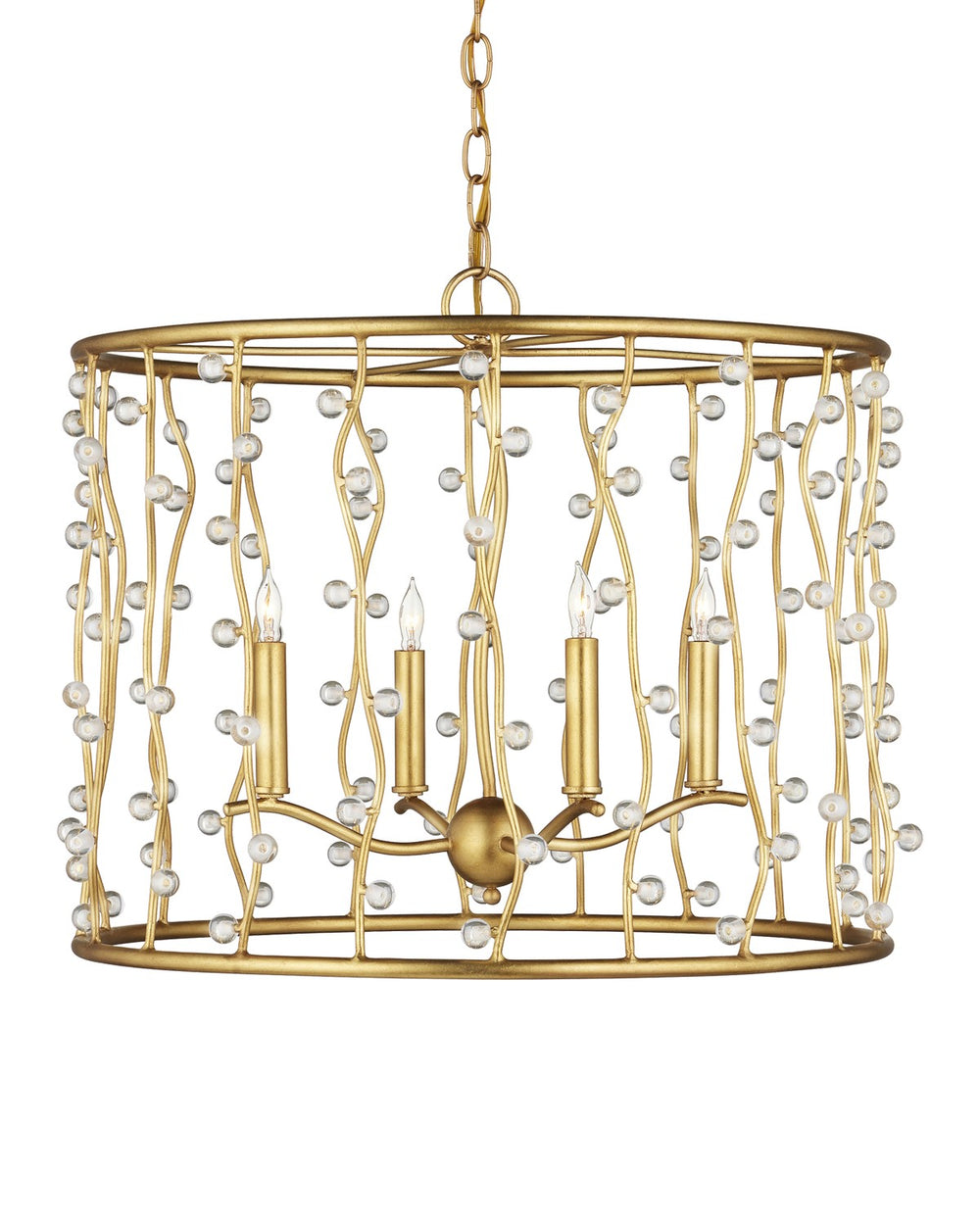 Currey and Company - Four Light Chandelier - Adagio Chandelier - Contemporary Gold Leaf / Contemporary Gold / Clear- Union Lighting Luminaires Decor