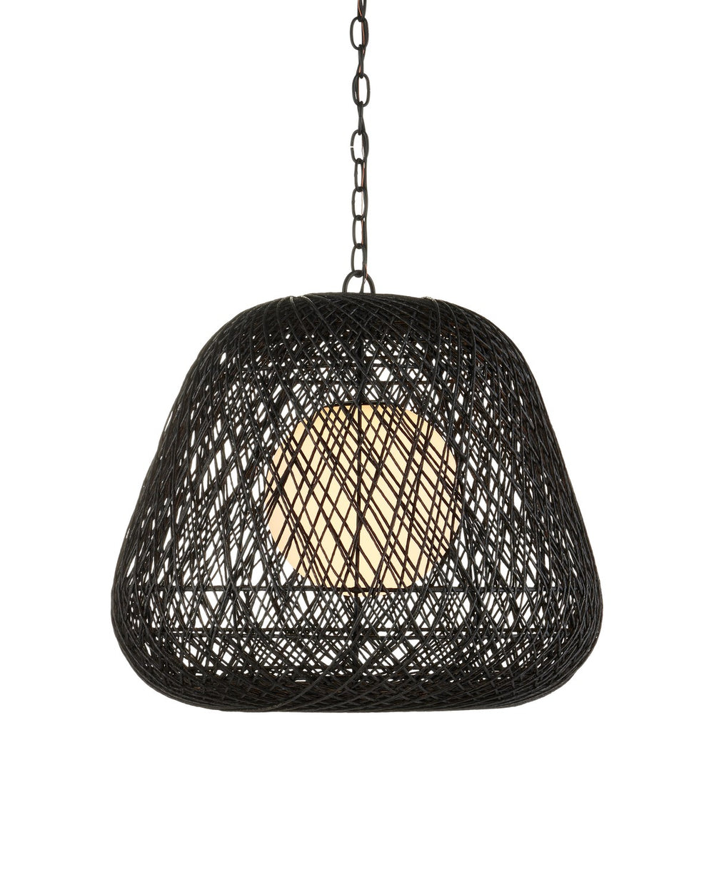 Currey and Company - One Light Pendant - Osbert - Black/Satin Black/White- Union Lighting Luminaires Decor