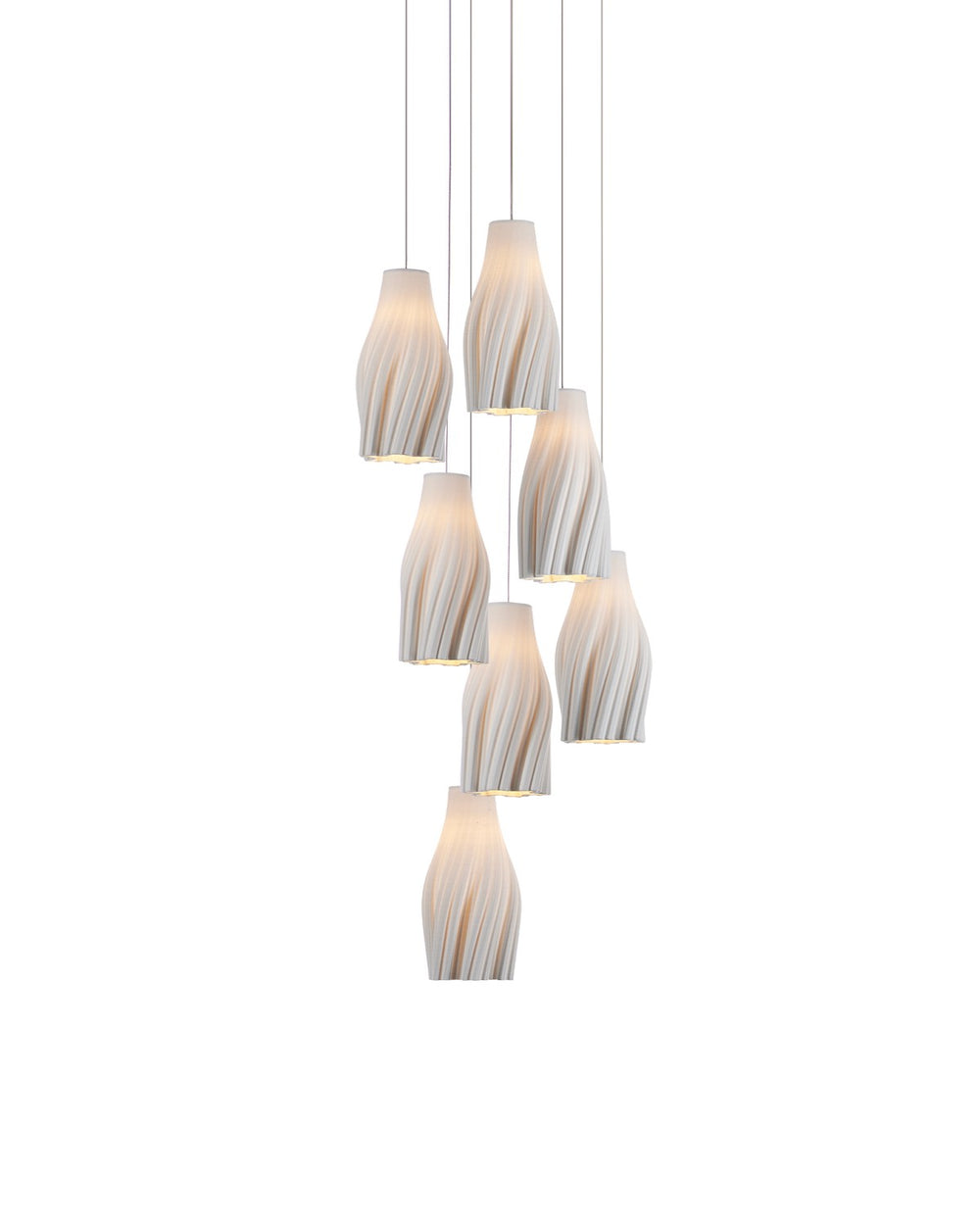 Currey and Company - Seven Light Pendant - Posh Collection - White / Silver- Union Lighting Luminaires Decor