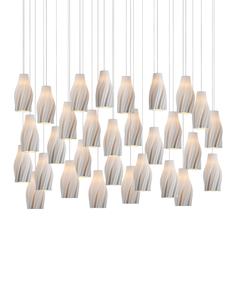 Currey and Company - 30 Light Linear Pendant - Posh - White/Silver- Union Lighting Luminaires Decor