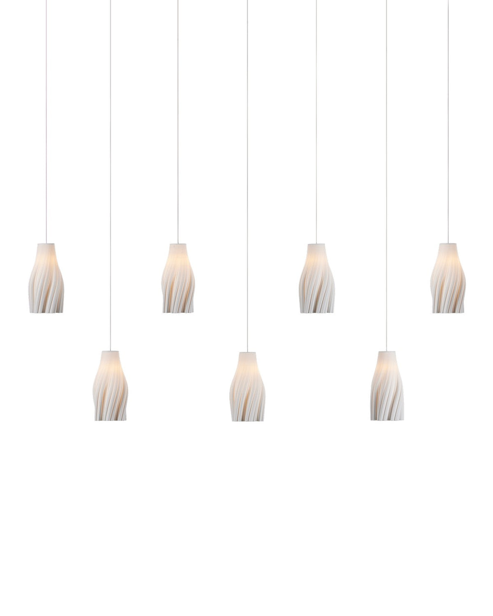 Currey and Company - Seven Light Linear Pendant - Posh - White/Silver- Union Lighting Luminaires Decor