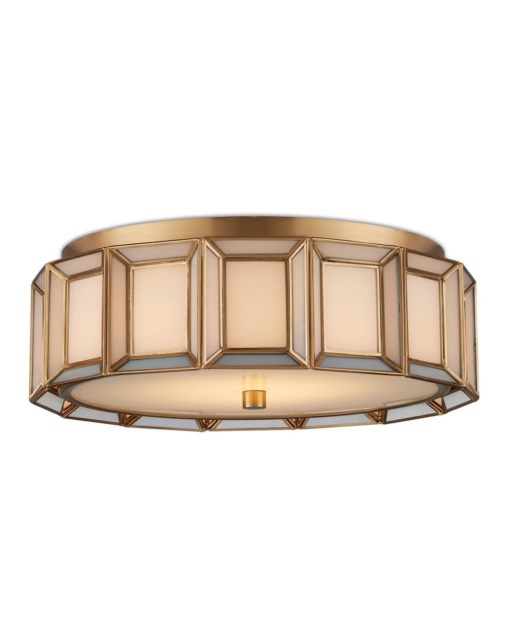 Currey and Company - LED Flush Mount - Daze - Antique Brass/White- Union Lighting Luminaires Decor