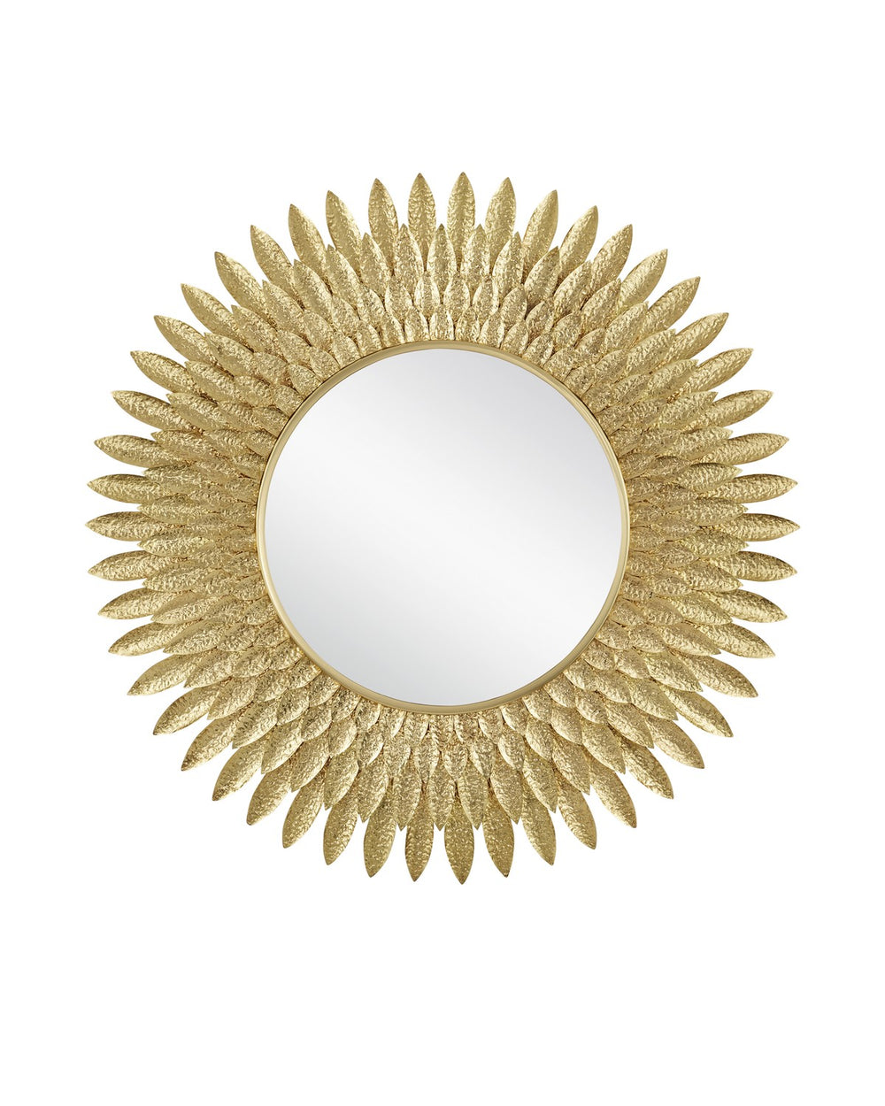 Currey and Company - Mirror - Plume Round Mirror - Brass- Union Lighting Luminaires Decor