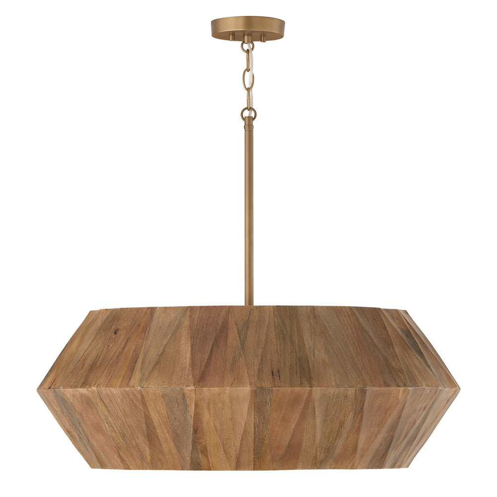 Capital Lighting - Six Light Pendant - Nadeau - Light Wood and Patinaed Brass- Union Lighting Luminaires Decor