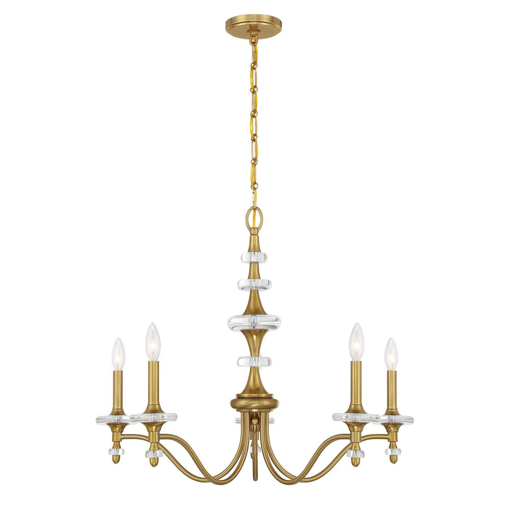 Savoy House - Five Light Chandelier - Champlain - Warm Brass- Union Lighting Luminaires Decor