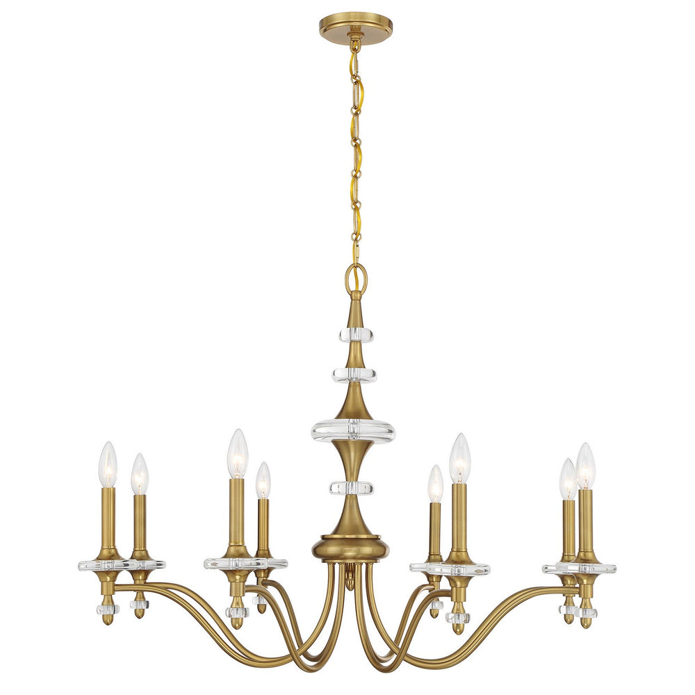 Savoy House - Eight Light Chandelier - Champlain - Warm Brass- Union Lighting Luminaires Decor