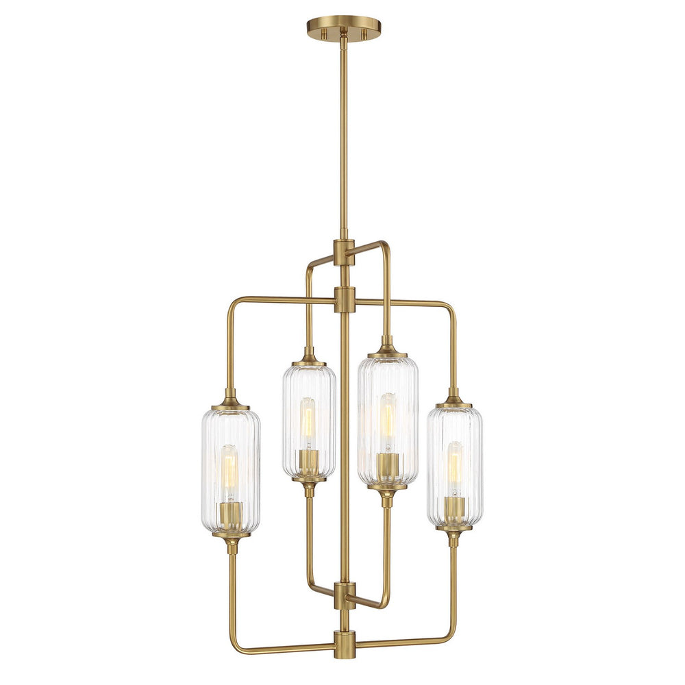 Savoy House - Four Light Chandelier - Holton - Warm Brass- Union Lighting Luminaires Decor
