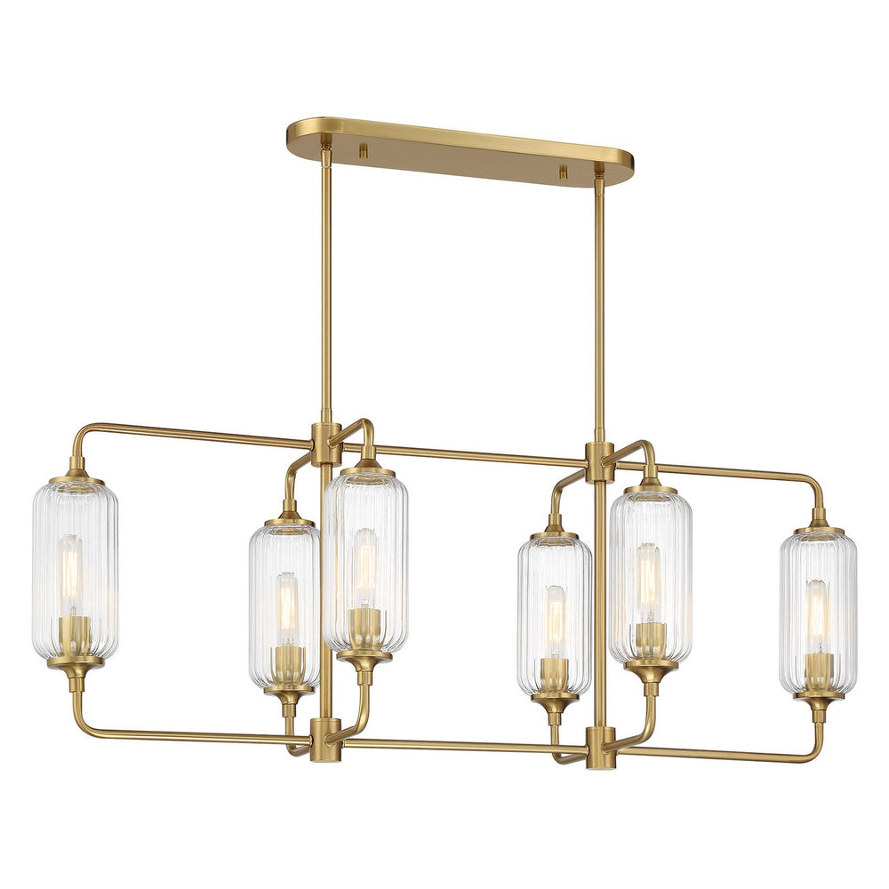 Savoy House - Six Light Linear Chandelier - Holton - Warm Brass- Union Lighting Luminaires Decor