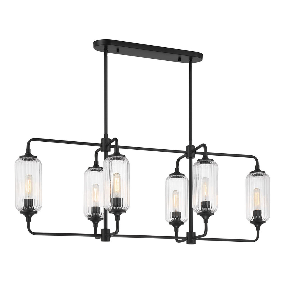 Savoy House - Six Light Linear Chandelier - Holton - Matte Black- Union Lighting Luminaires Decor
