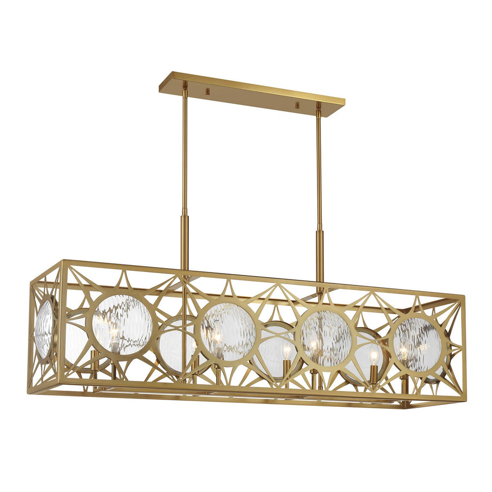 Savoy House - Eight Light Linear Chandelier - Balfour - Warm Brass- Union Lighting Luminaires Decor