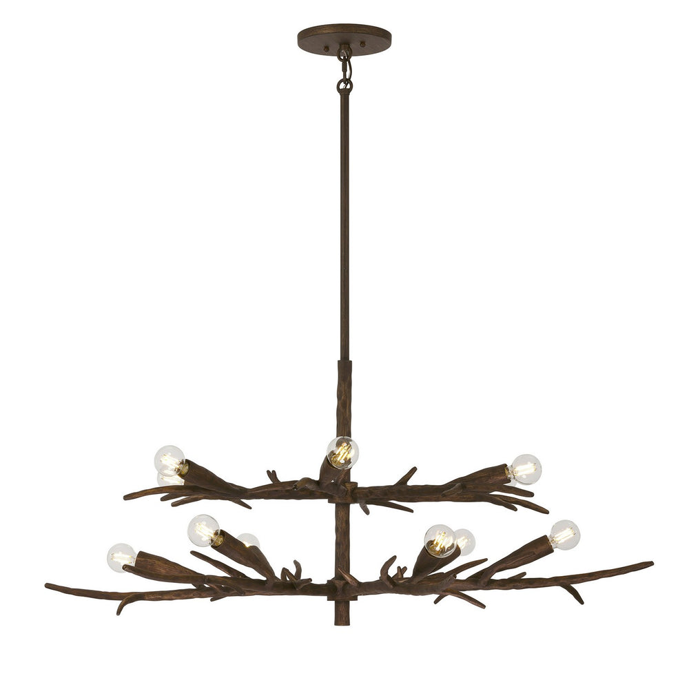 Savoy House - 12 Light Chandelier - Palisades - Bark- Union Lighting Luminaires Decor