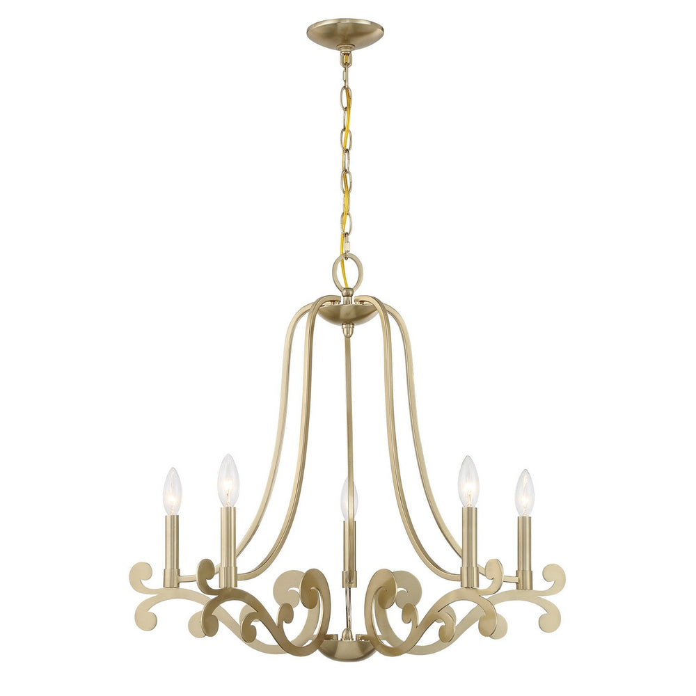 Savoy House - Five Light Chandelier - Lombard - Noble Brass- Union Lighting Luminaires Decor