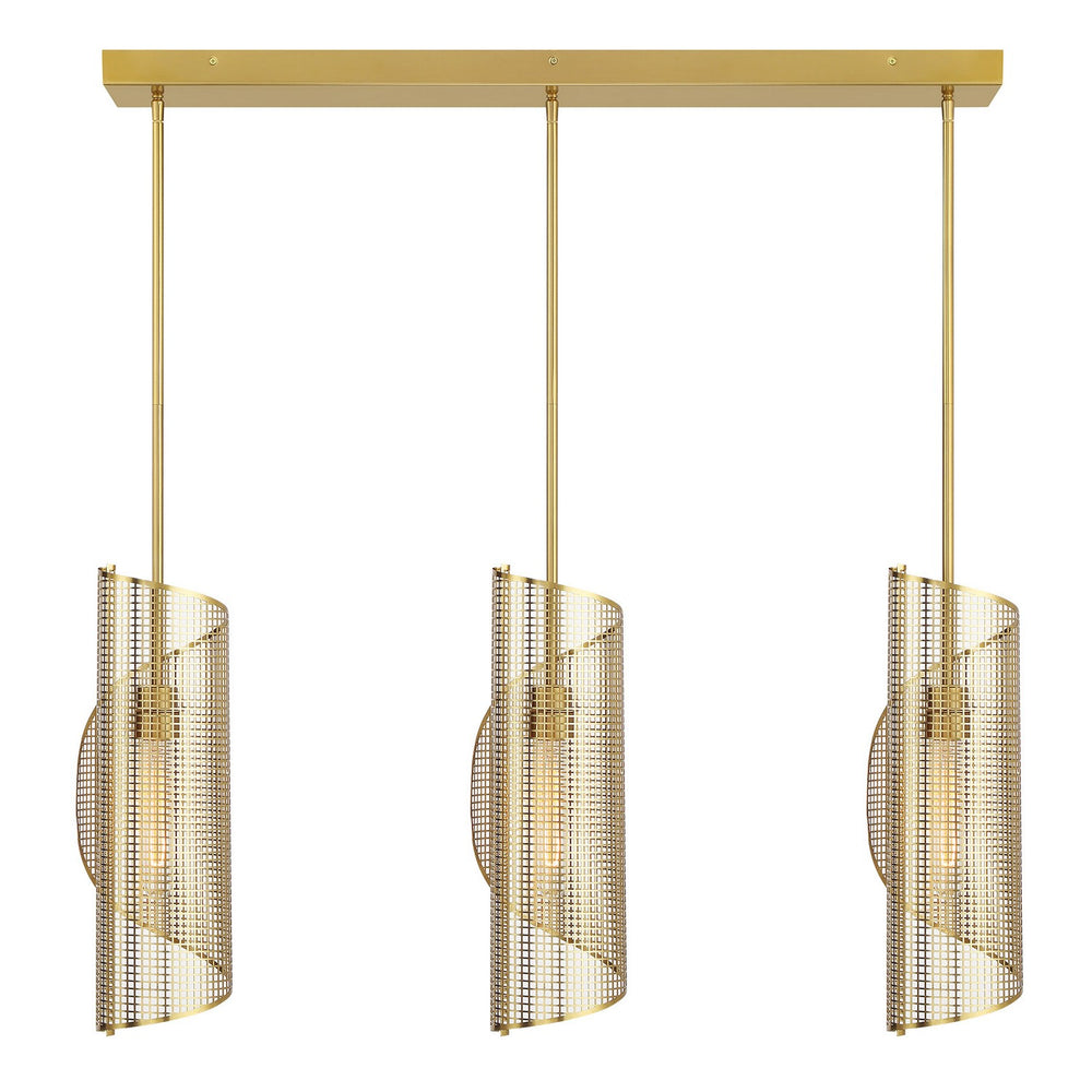 Savoy House - Three Light Linear Chandelier - Hillbourne - Warm Brass- Union Lighting Luminaires Decor