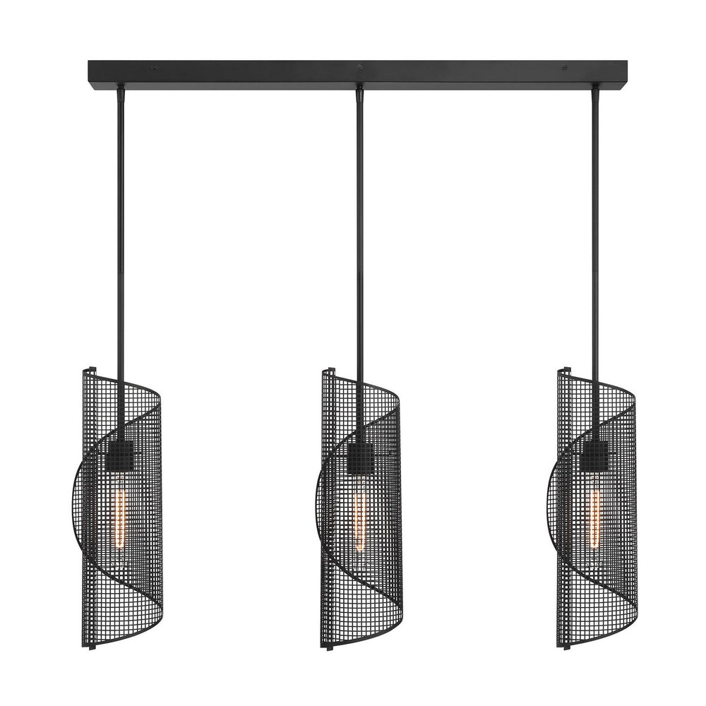 Savoy House - Three Light Linear Chandelier - Hillbourne - Matte Black- Union Lighting Luminaires Decor