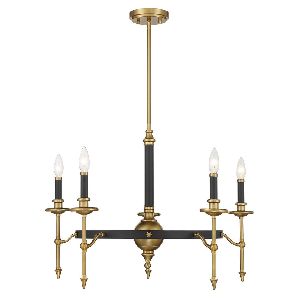 Savoy House - Five Light Chandelier - Consulate - Matte Black/Warm Brass- Union Lighting Luminaires Decor