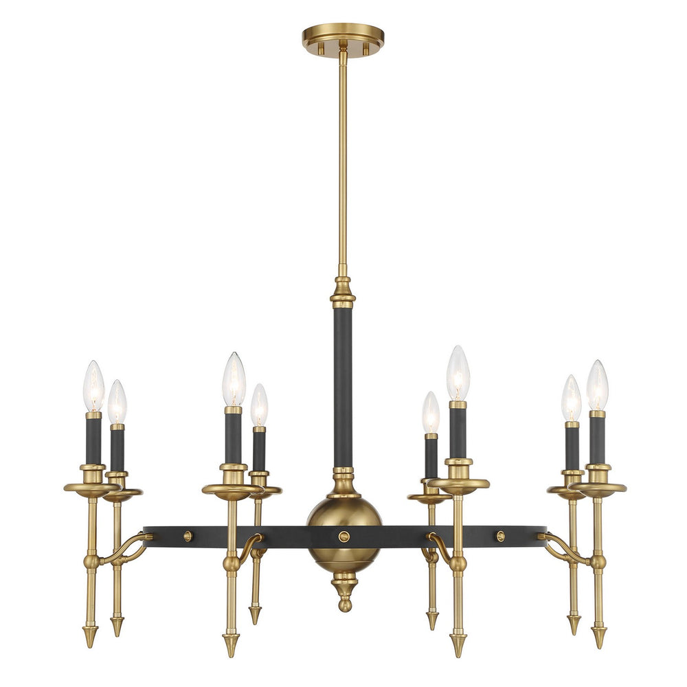 Savoy House - Eight Light Chandelier - Consulate - Matte Black/Warm Brass- Union Lighting Luminaires Decor