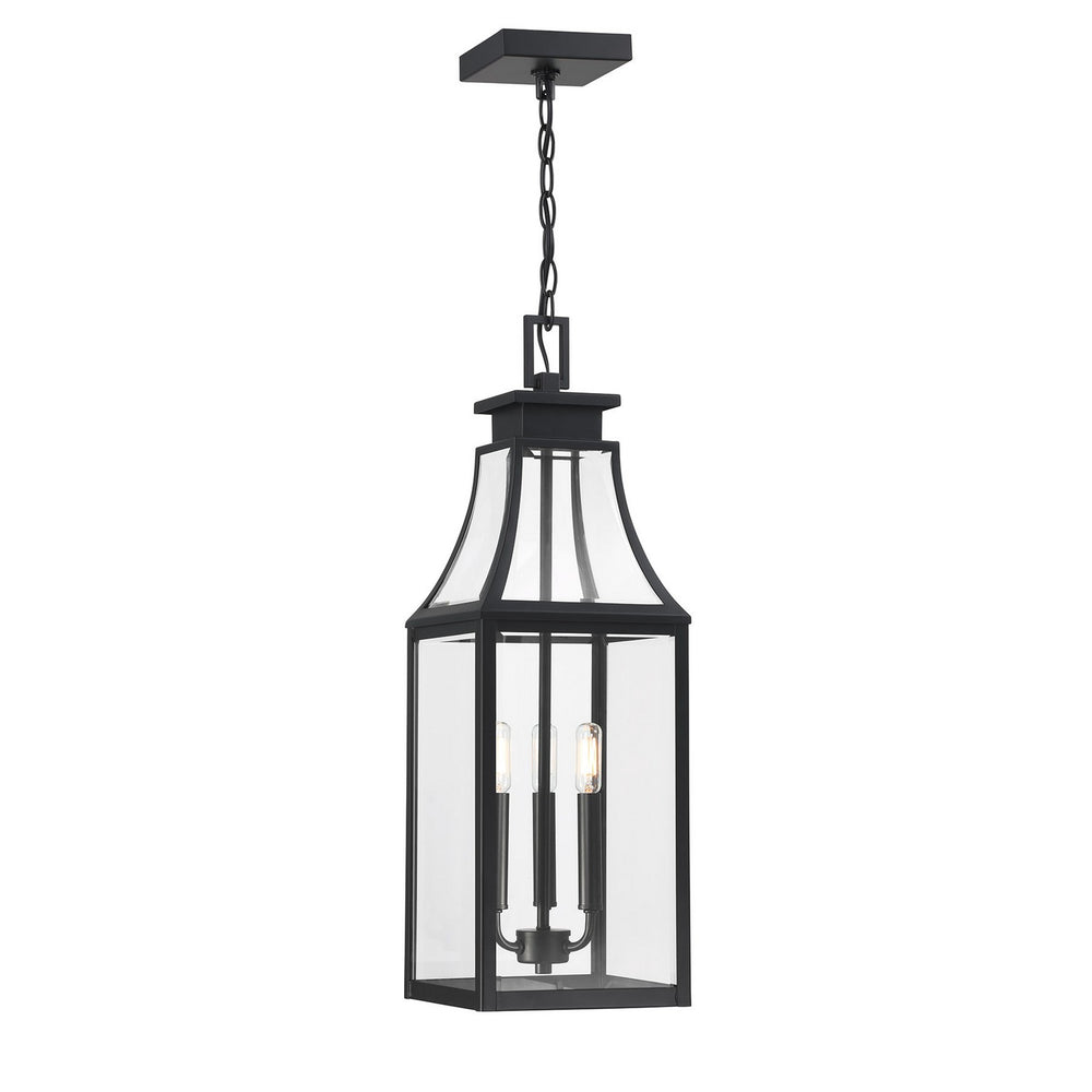 Savoy House - Three Light Outdoor Hanging Lantern - Emery - Matte Black- Union Lighting Luminaires Decor