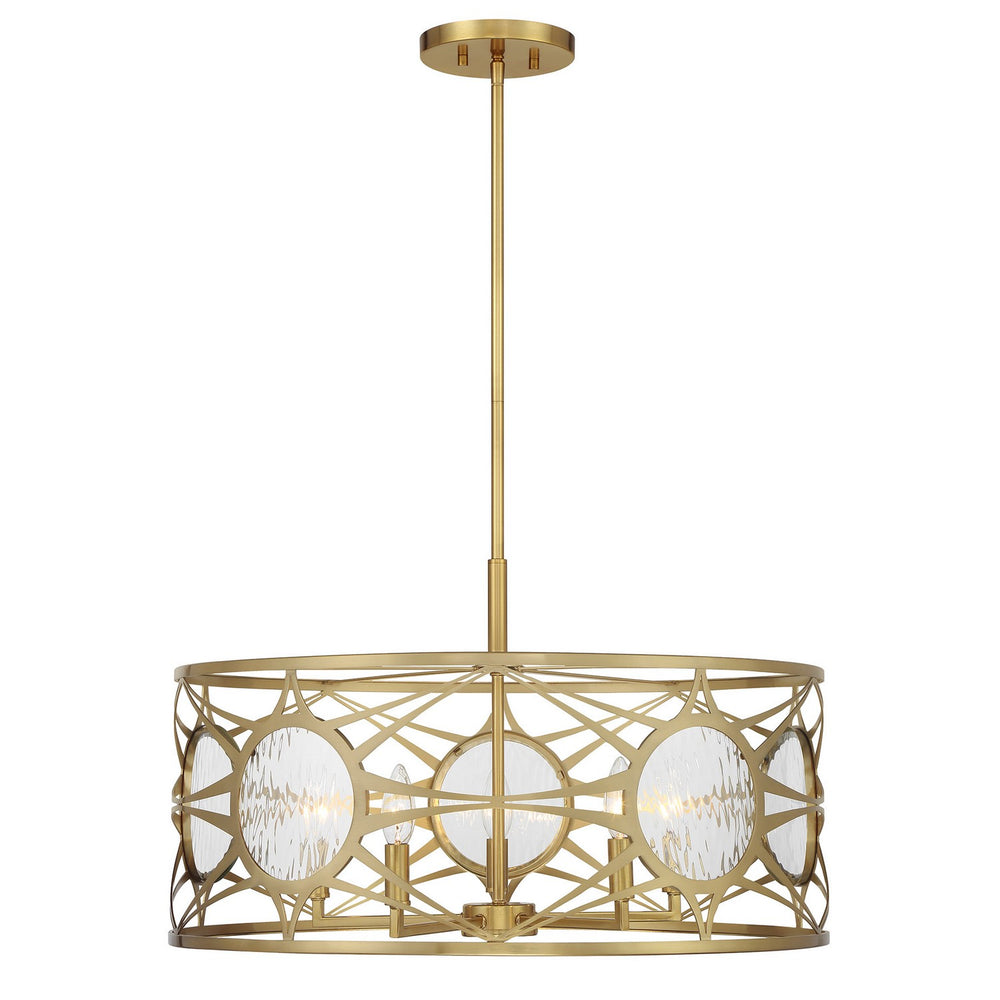 Savoy House - Five Light Convertible Semi-Flush /Pendant - Balfour - Warm Brass- Union Lighting Luminaires Decor