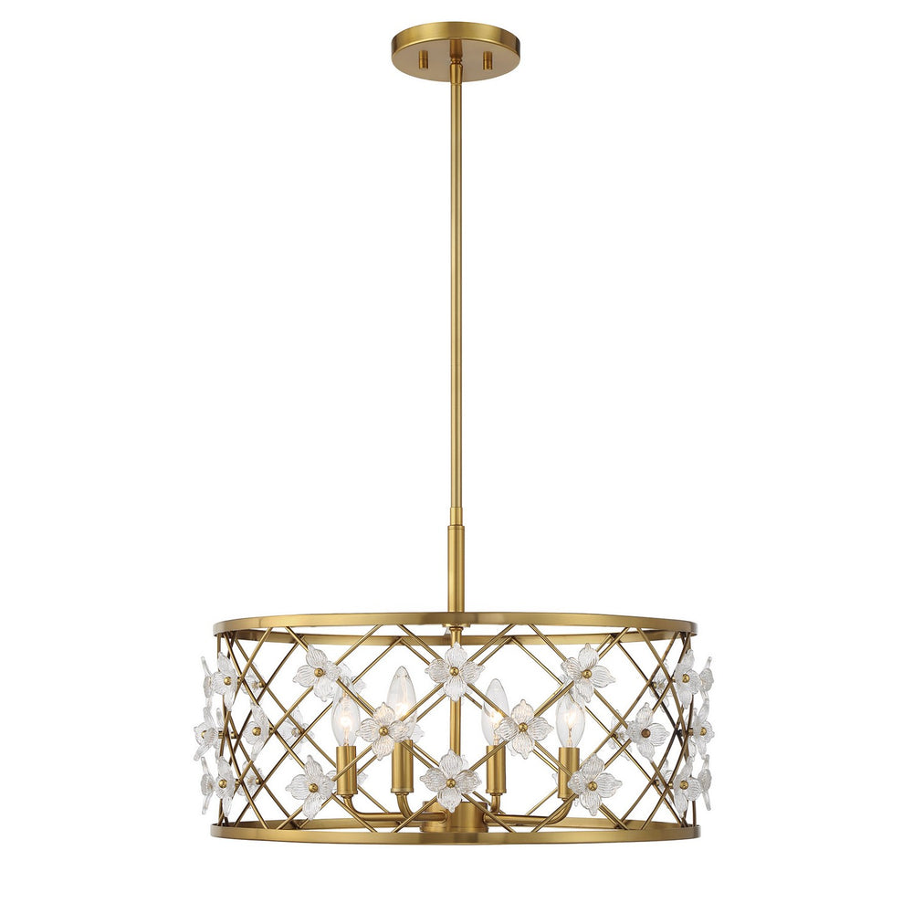 Savoy House - Four Light Convertible Semi-Flush /Pendant - Bailey - Warm Brass- Union Lighting Luminaires Decor