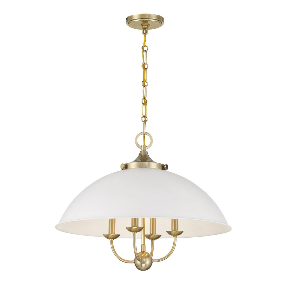Savoy House - Four Light Pendant - Monterey - White/Warm Brass- Union Lighting Luminaires Decor