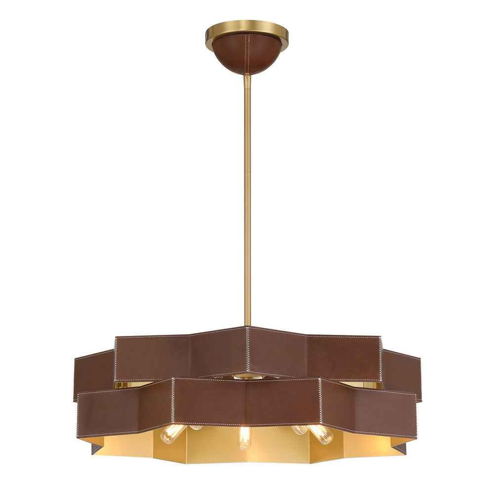 Savoy House - Five Light Pendant - Atherton - Warm Brass- Union Lighting Luminaires Decor