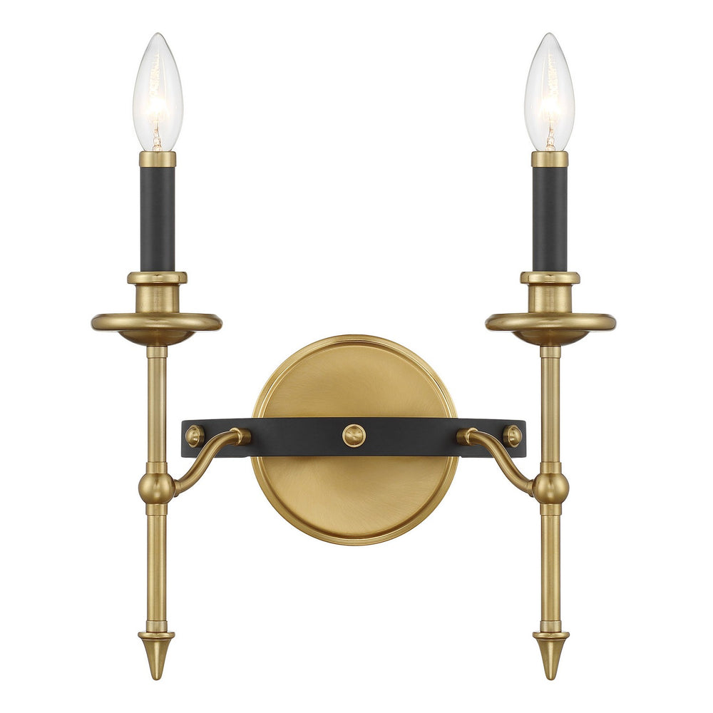 Savoy House - Two Light Wall Sconce - Consulate - Matte Black/Warm Brass- Union Lighting Luminaires Decor