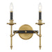 Savoy House - Two Light Wall Sconce - Consulate - Matte Black/Warm Brass- Union Lighting Luminaires Decor