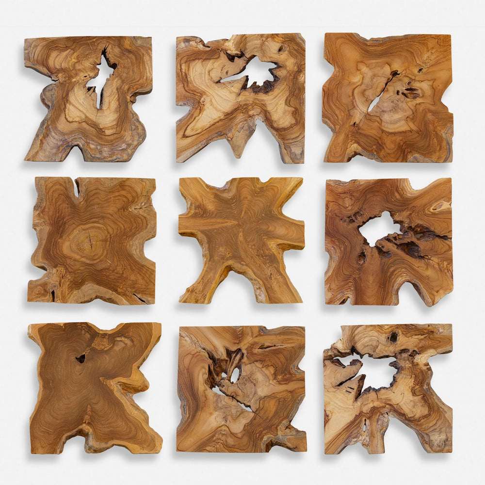 Uttermost - Wall Decor Set/9 - Talia - Natural Teak Wood- Union Lighting Luminaires Decor