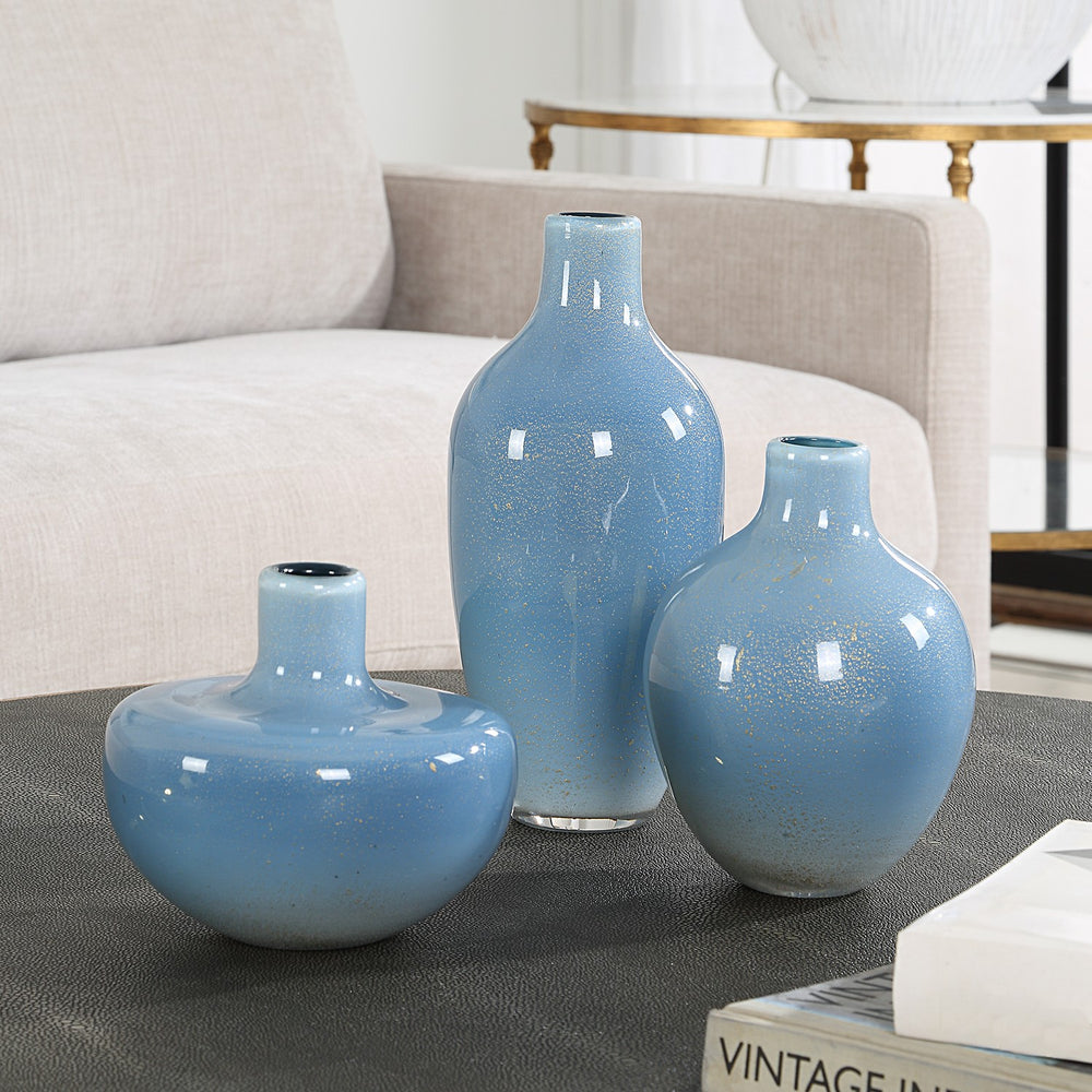 Uttermost - Vases Set/3 - Celestial Frost - Blue- Union Lighting Luminaires Decor