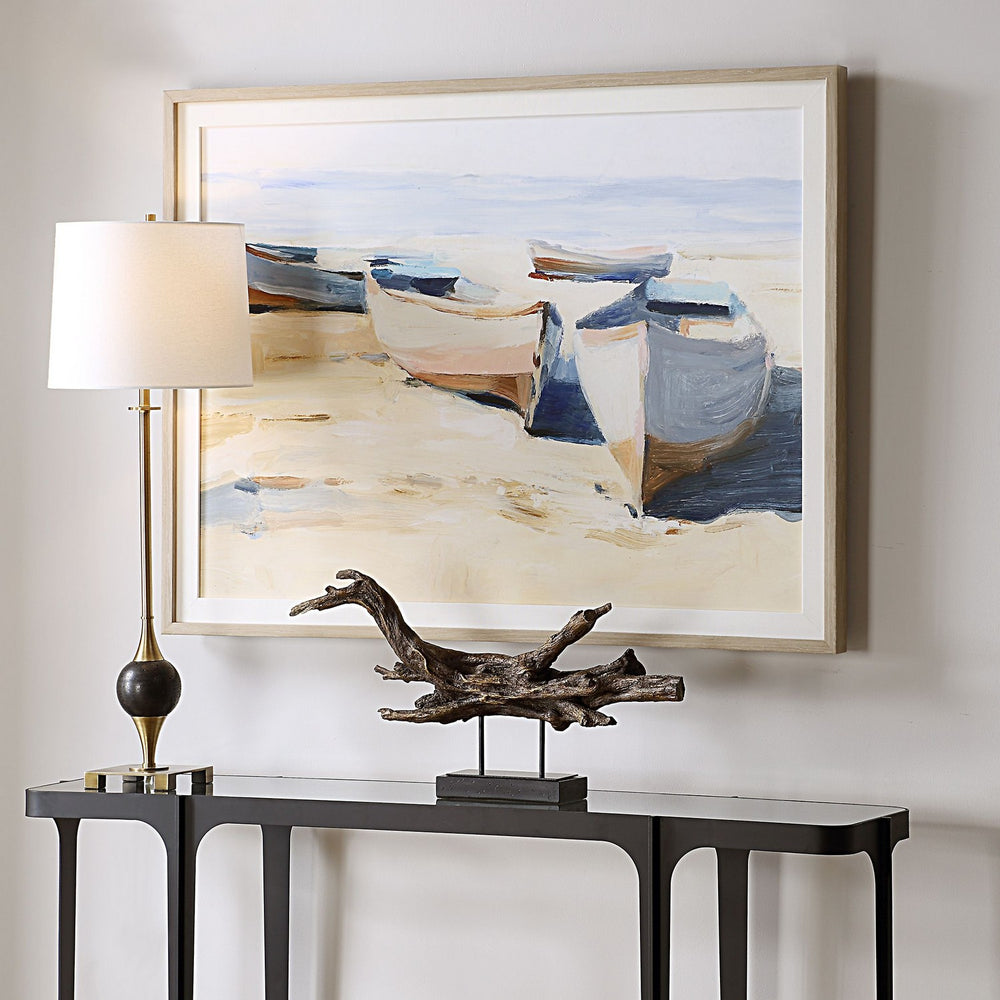 Uttermost - Framed Print - Beached Boats - Pine Wood- Union Lighting Luminaires Decor
