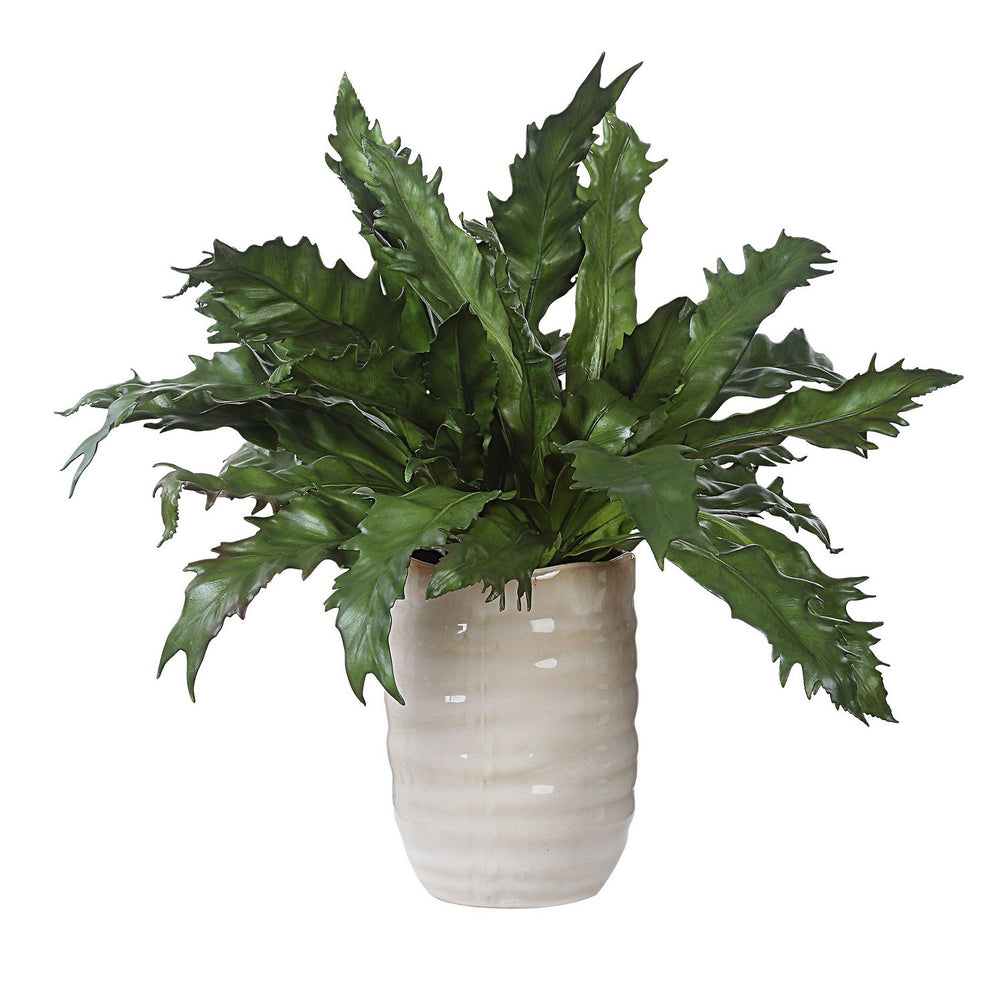 Uttermost - Glazed Pot - Verdure Fern - Textured Tan- Union Lighting Luminaires Decor