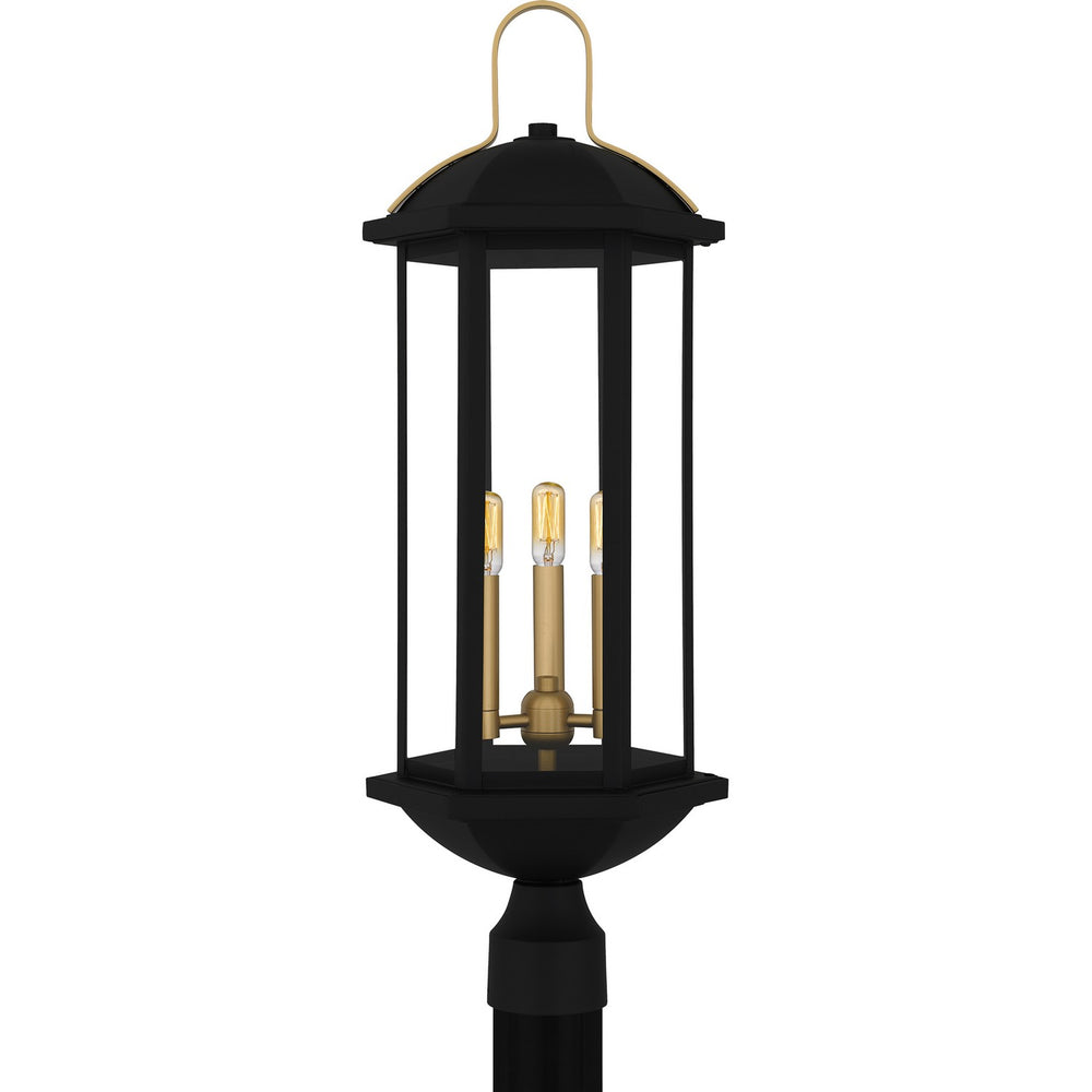 Quoizel - Three Light Outdoor Post Lantern - Crestfield - Matte Black- Union Lighting Luminaires Decor