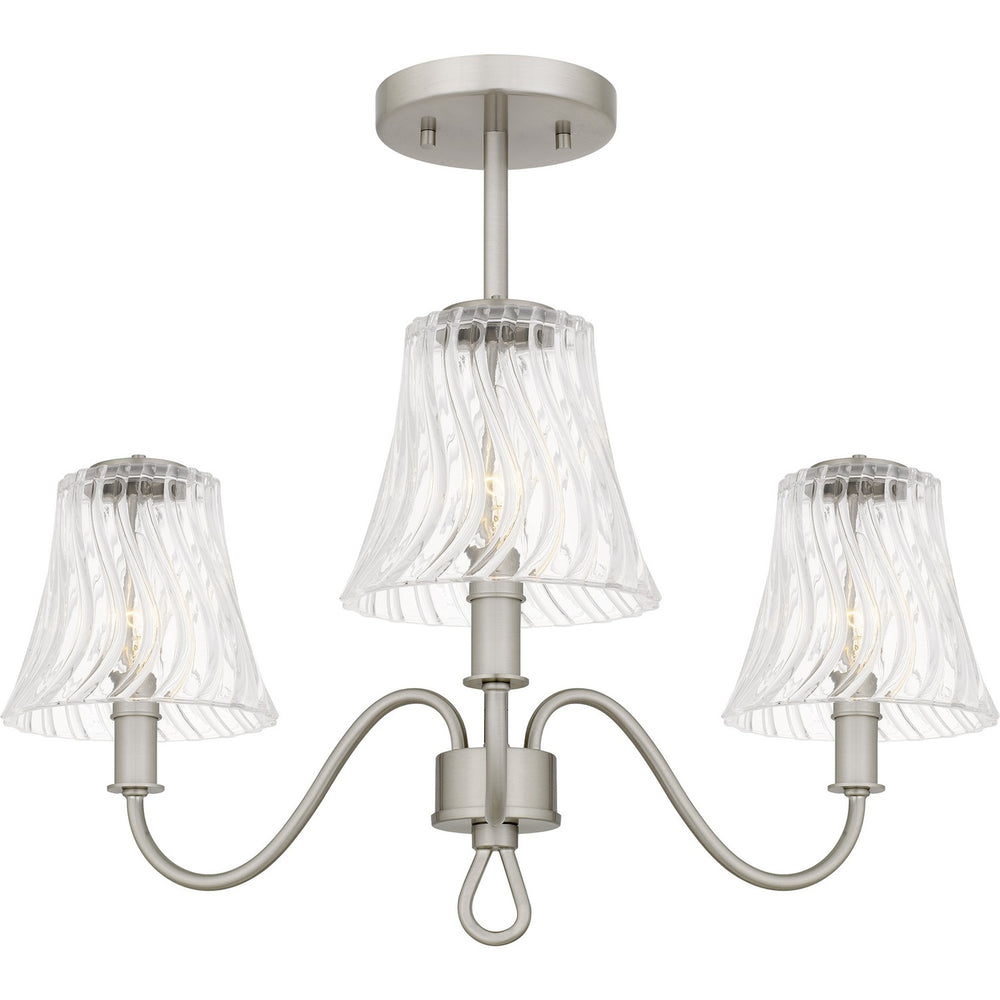 Quoizel - Three Light Semi-Flush Mount - McKinney - Brushed Nickel- Union Lighting Luminaires Decor