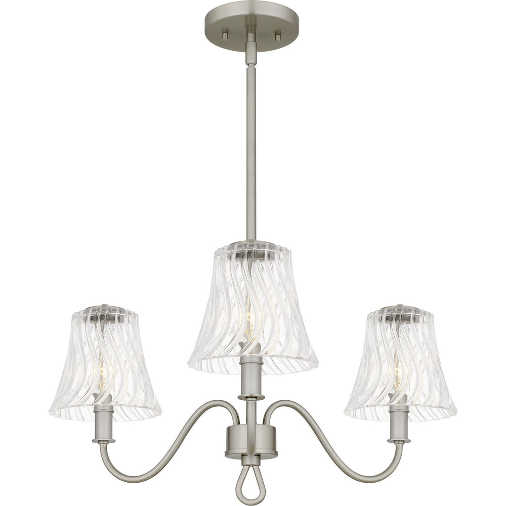 Quoizel - Three Light Chandelier - McKinney - Brushed Nickel- Union Lighting Luminaires Decor