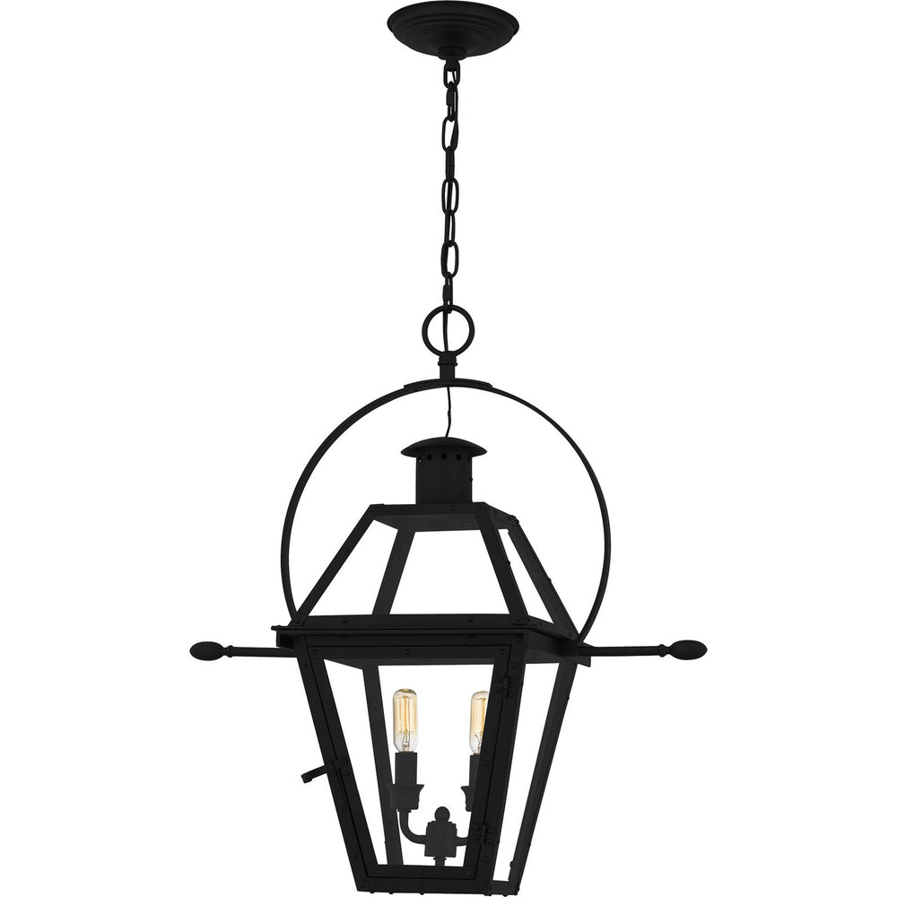 Quoizel - Two Light Outdoor Hanging Lantern - Rue De Royal - Earth Black- Union Lighting Luminaires Decor