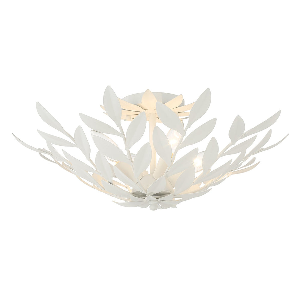 Crystorama - Four Light Semi Flush Mount - Broche - Matte White- Union Lighting Luminaires Decor