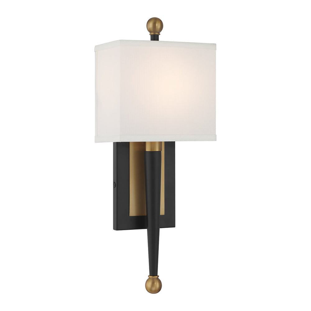 Crystorama - One Light Wall Sconce - Ardson - Matte Black + Vibrant Gold- Union Lighting Luminaires Decor