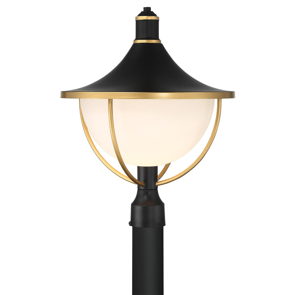 Crystorama - One Light Outdoor Post Mount - Atlas - Matte Black + Textured Gold- Union Lighting Luminaires Decor