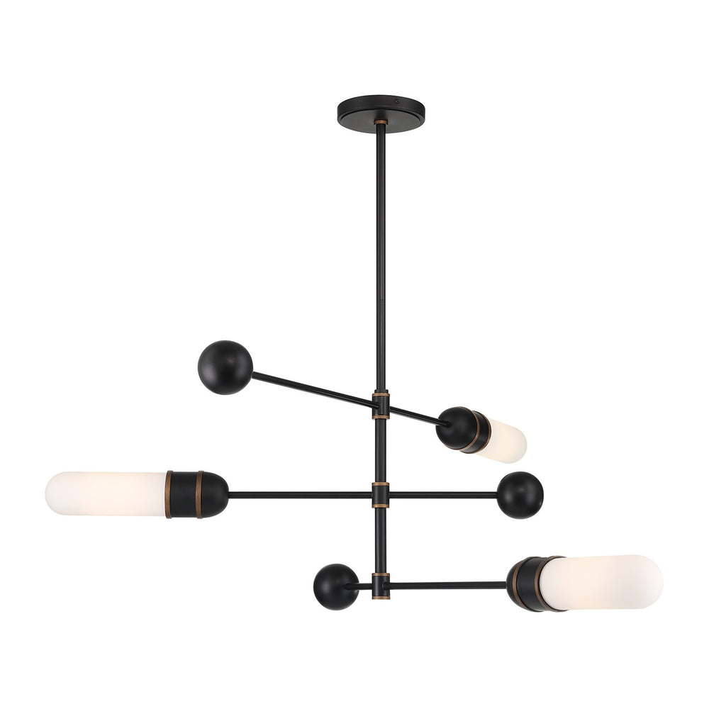 Crystorama - LED Chandelier - Capsule - Matte Black + Textured Gold- Union Lighting Luminaires Decor