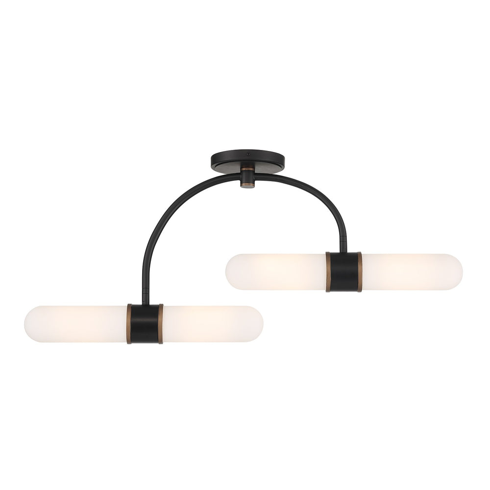 Crystorama - LED Semi Flush Mount - Capsule - Matte Black + Textured Gold- Union Lighting Luminaires Decor