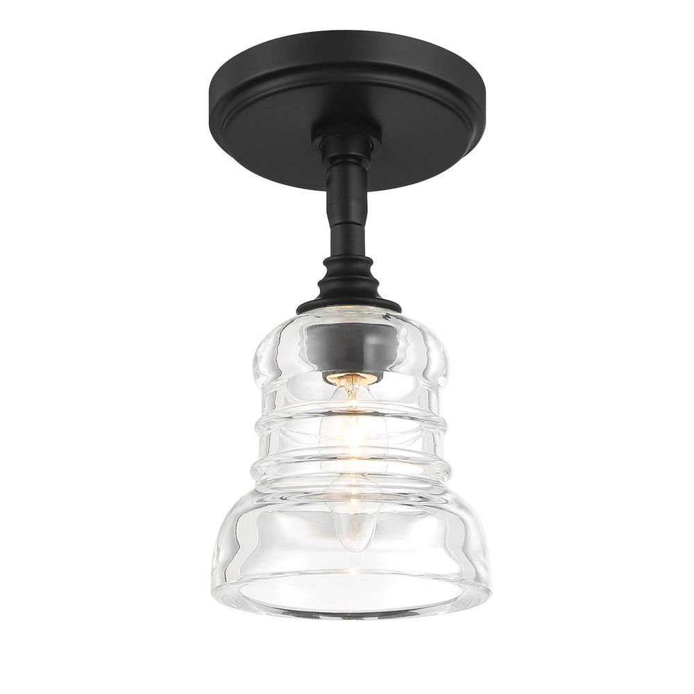 Crystorama - One Light Semi Flush Mount - Gregory - Matte Black- Union Lighting Luminaires Decor