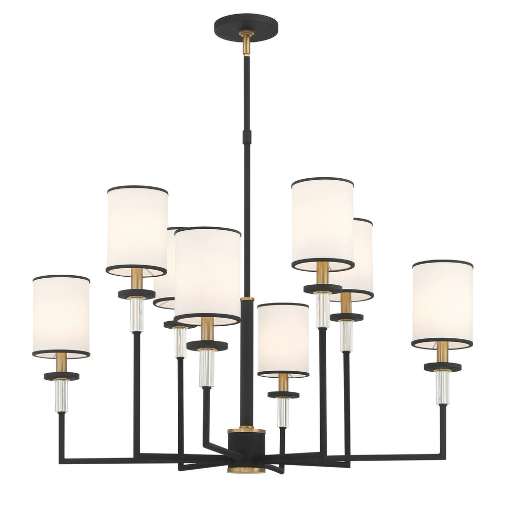 Crystorama - Eight Light Chandelier - Hatfield - Black Forged + Vibrant Gold- Union Lighting Luminaires Decor