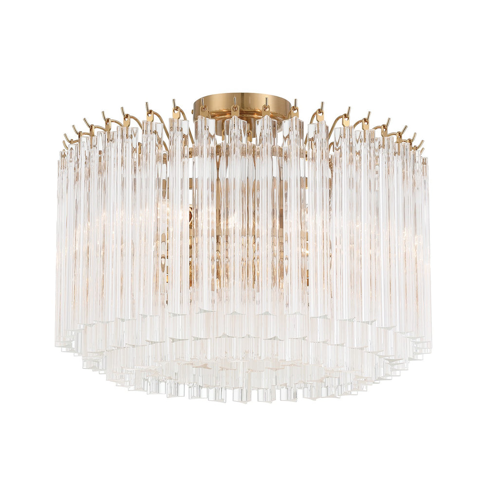 Crystorama - Five Light Semi Flush Mount - Lofton - Aged Brass- Union Lighting Luminaires Decor