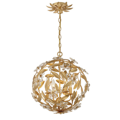 Crystorama - Four Light Pendant - Marselle - Antique Gold- Union Lighting Luminaires Decor