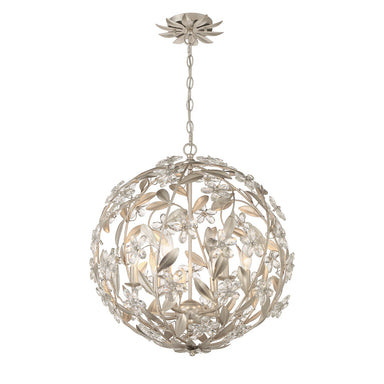Crystorama - Six Light Pendant - Marselle - Antique Silver- Union Lighting Luminaires Decor