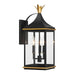 Crystorama - Three Light Outdoor Wall Sconce - Simpson - Matte Black + Textured Gold- Union Lighting Luminaires Decor